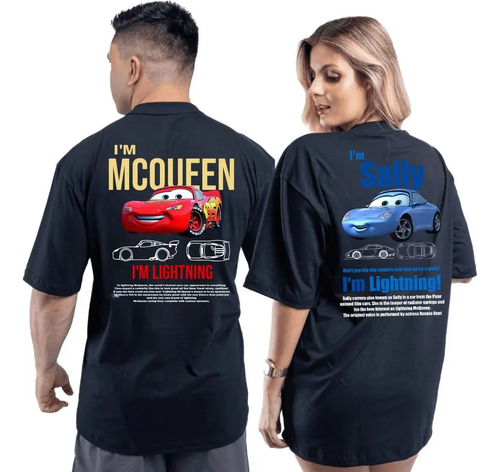Kit Camiseta Casal Carros Mcqueen + Sally