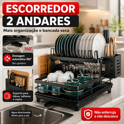 Escorredor de Louça Inoxidável 2 Andares