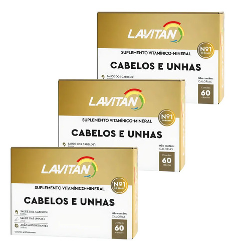 Lavitan Mais Hair Polivitamínico Mineral 3 kits de 60 cápsulas