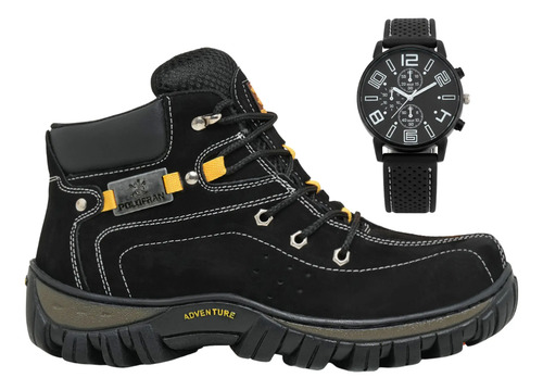 Bota Adventure + Relógio Coturno Polo Fran Couro Masculina