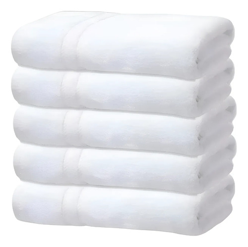 Kit 5 Toalhas de Banho Grossa Hotel Luxo 75x150cm Branco