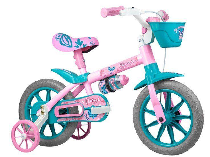 Bicicleta Infantil Aro 12 Nathor Charmosa Rosa