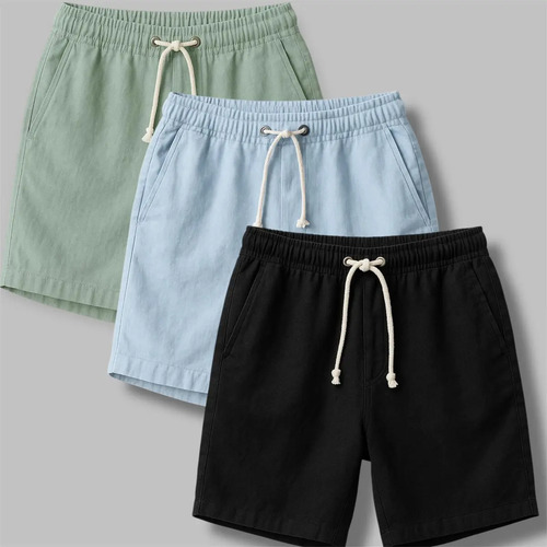 Kit 03 un. Short De Linho Bermuda Leve