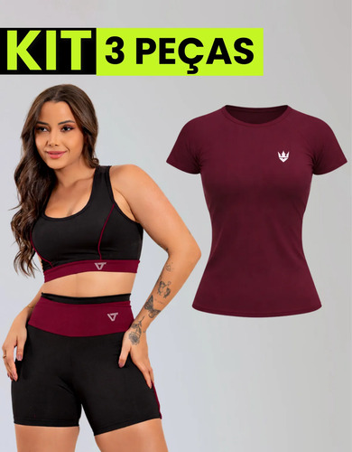 Kit Conjunto Fitness Feminino + Camiseta