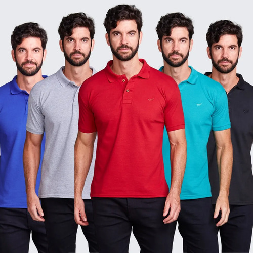 Kit 5 Camisa Gola Polo Blusa Slim Piquet