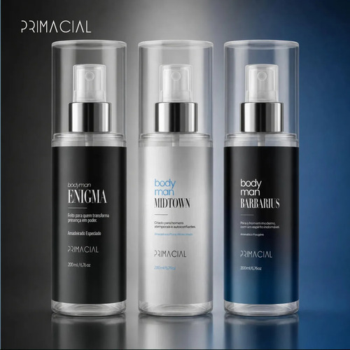 Kit Body Splash Masculino Barbarius + Enigma + Midtown 200ml