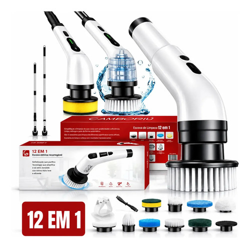 Escova de limpeza elétrica 12 em 1 giratória recarregável EPS-4112
