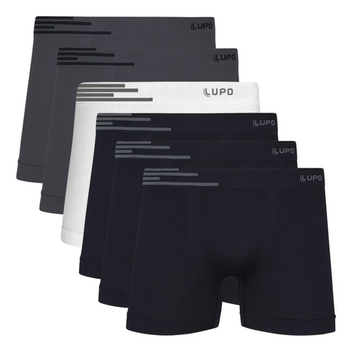 Kit 6 Cuecas Boxer Lupo Microfibra sem costura