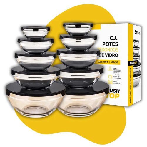 Conjunto 10 Potes Vidro Organizadores De Cozinha Multiuso Transparente