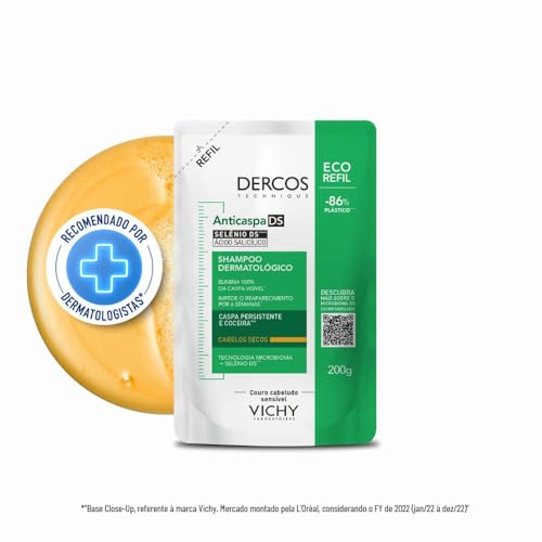 Vichy Dercos DS Shampoo Anticaspa para Cabelos Secos, Refil 200g