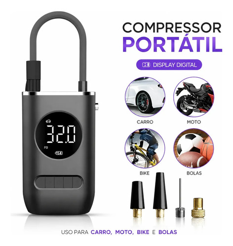 Bomba de Ar Compressor 150psi com LED