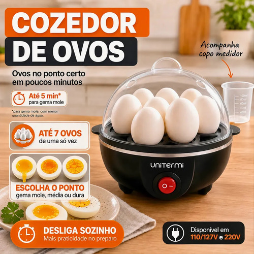 Cozedor de Ovos Elétrico a Vapor Portátil 7 Ovos
