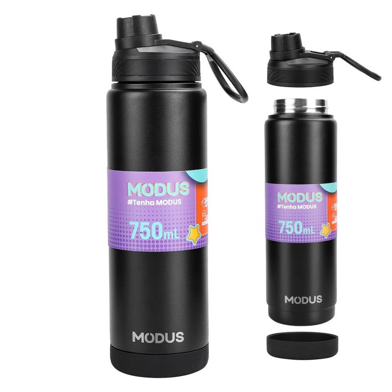 Garrafa Térmica MODUS Aço Inox 750ml Parede Dupla com Base de Silicone