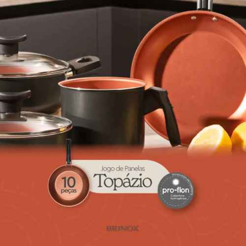Jogo de Panelas Antiaderente Brinox 10 Pçs
