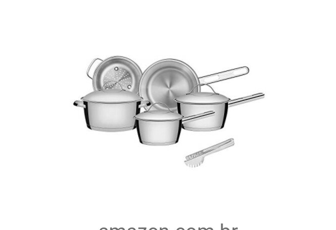 Jogo de Panelas Tramontina Allegra Aço Inox 5 Peças Fundo Triplo + Pegador de Massa