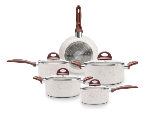 Jogo de Panelas Smart Plus Vanilla Indução Cerâmico 5 peças Brinox 4774/101
