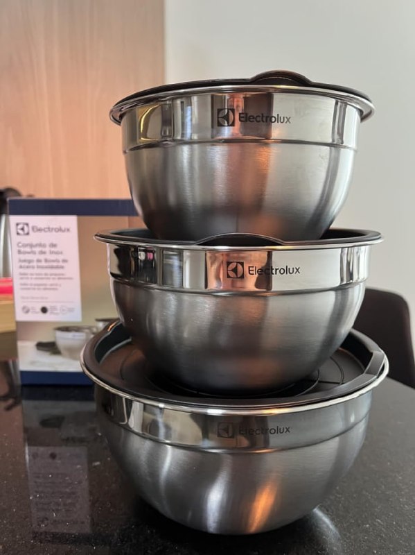 Conjunto 3 Bowls Tigelas de Inox com Tampa Electrolux