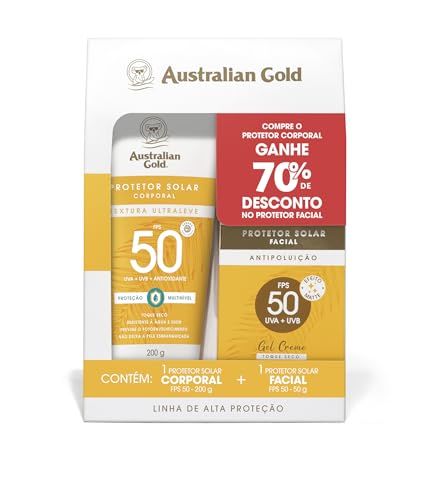 Protetor Solar Australian Gold Gel Creme Corporal/Facial FPS50 200G + 50G