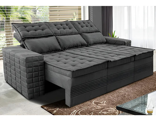 Sofá 3 Lugares Retrátil e Reclinável Cama inBox