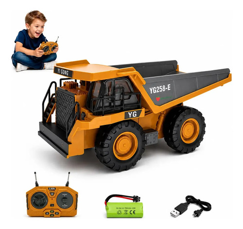 Carrinho Controle Remoto Caminhão Basculante Recarregável Brinquedo Obras