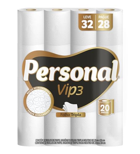 Papel Higiênico Personal Vip Folha Tripla 20m, 32 unidades