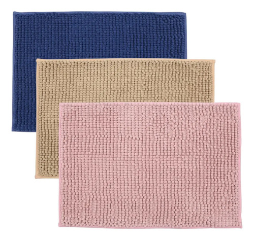 Kit 3 Tapetes de Banheiro Microfibra Bolinha