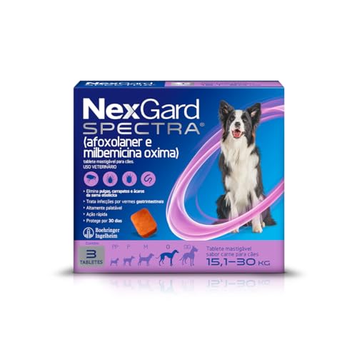 NexGard Spectra Antipulgas e Carrapatos para Cães 15,1 a 30kg 3 tabletes