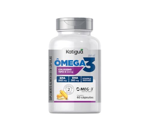 Katiguá Ômega 3 + Colágeno Tipo II MEG-3 EPA + DHA e Vitamina E Fish Oil 60 Cápsulas
