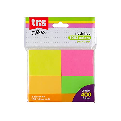 Nota Autoadesiva Tris Multicor pacote de 100