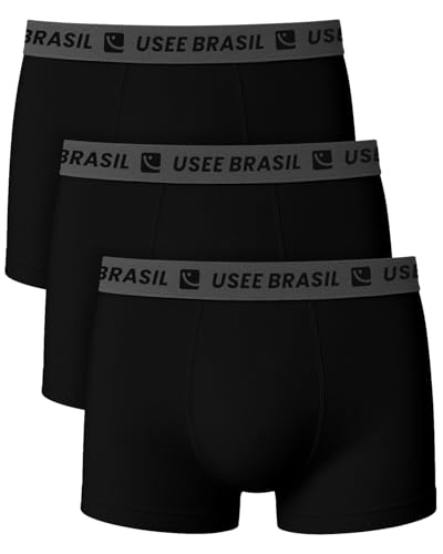 Kit com 3 Cuecas Boxer Algodão Masculina Usee Brasil Premium