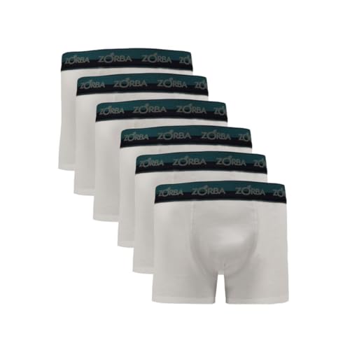 Kit 6 Cuecas Zorba Boxer Max Algodão 702 Branco - XG