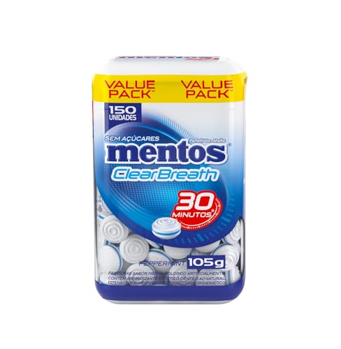 Mentos Clear Breath Peppermint Pastilhas Sem Açúcar Menta 105g