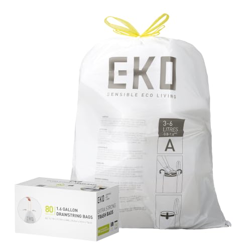 Sacos de lixo pequenos com cordão EKO 3 a 6 litros, 80 unidades
