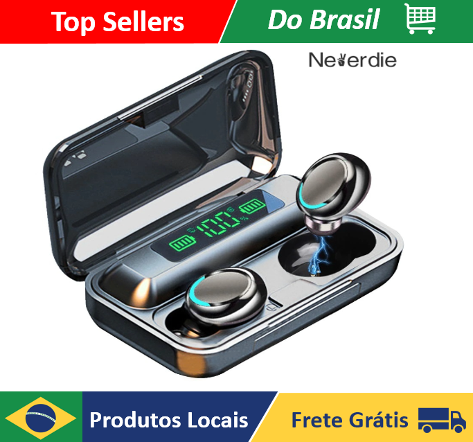 Fone de Ouvido Bluetooth TWS M10 F9 com Power Bank