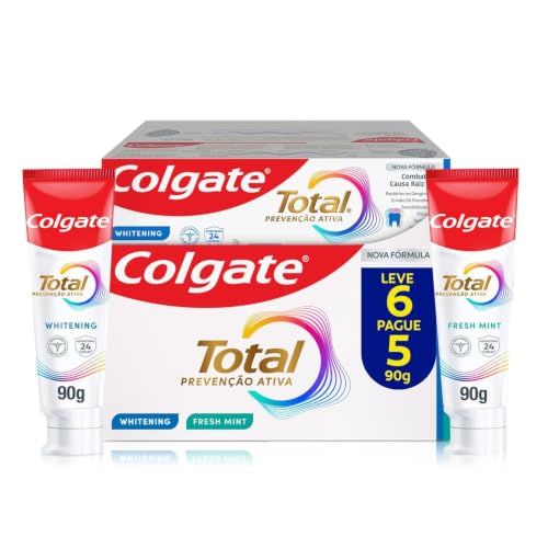 Colgate Creme Dental Total Whitening & Advanced Fresh Mint 90g - 6 Unidades
