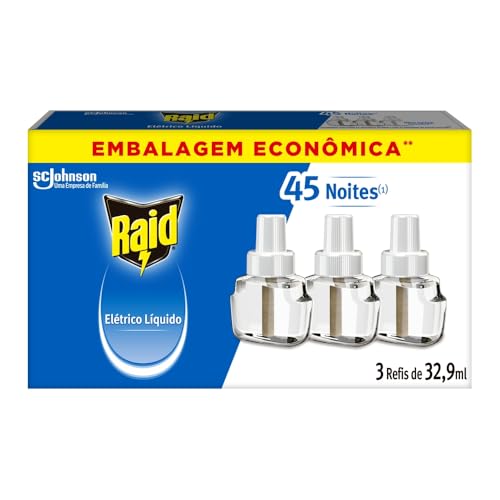 Raid Repelente Elétrico Líquido 45 Noites com 3 Refis
