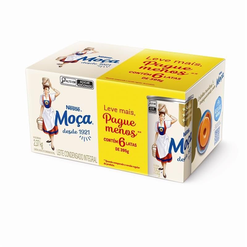 Pack 6un. Leite Condensado Moça Integral Lata 395g