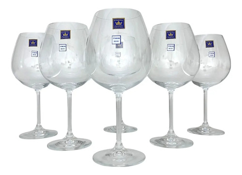 Jogo 6 Taças de Vinho Tinto 650ml Cristal Bohemia