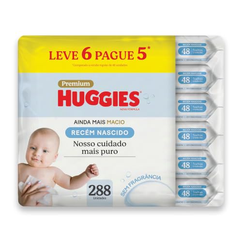 Lenços Umedecidos Huggies Recém-Nascido Sem Fragrância 6x48U