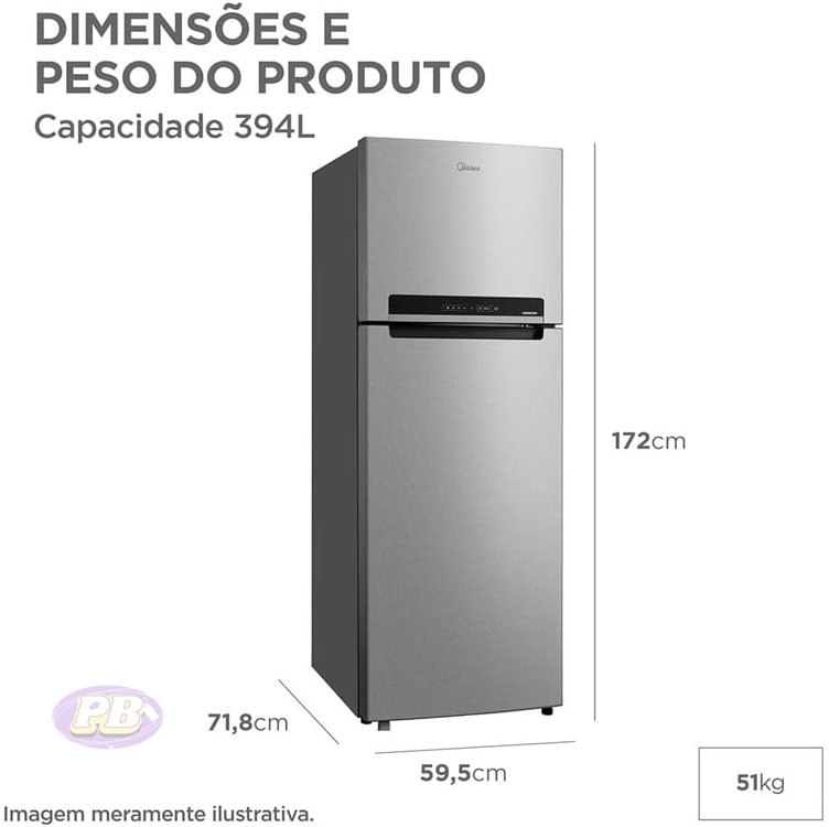 Geladeira Frost Free Duplex 394L Inverter Midea