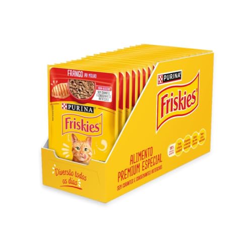 Pack Nestlé Purina Friskies Ração Úmida Para Gatos Adultos Frango Ao Molho 15 Sachês 85g