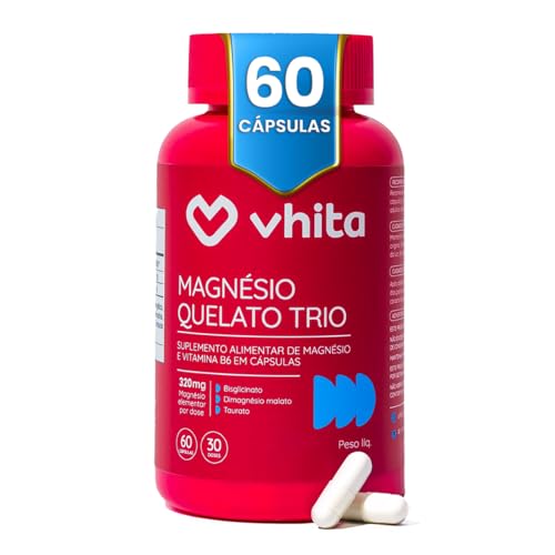 Magnésio Quelato Dimalato Bisglicinato Taurato Vit B6 60 Cáps