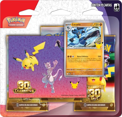 Pokémon TCG, Celebração de 30 anos – Blister Triplo com Adesivo Pokémon Lucario