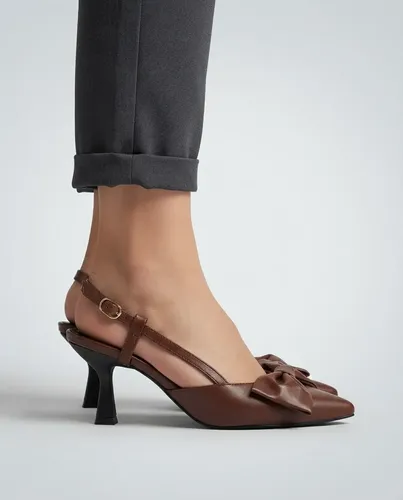Scarpin Slingback Feminino Laço 5420 Floter Preto Cacau
