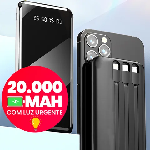 Power Bank 20000mAh com Lanterna Formato de Mel