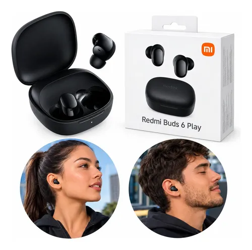 Fone De Ouvido Bluetooth Xiaomi Redmi Buds 6 Play Preto