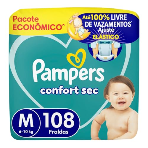 Fralda Pampers Confort Sec Tamanho M, 108 Unidades