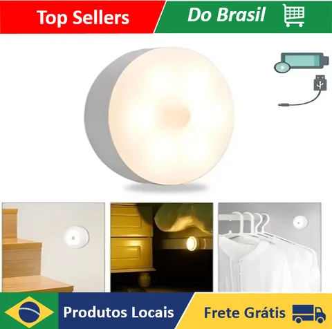 Lâmpada Inteligente Sem Fio Sensor Indução Recarregável USB