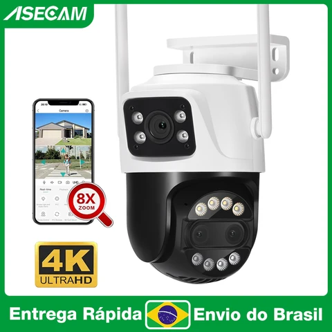 ASECAM Câmera de Segurança Wifi 12MP 6K 8X Zoom Ecra Duplo AI Deteção Humana Rastreio Automático Exterior iCSee