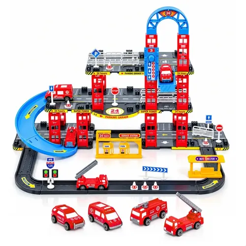 Pista de Carrinhos Bombeiros Brinquedo Infantil